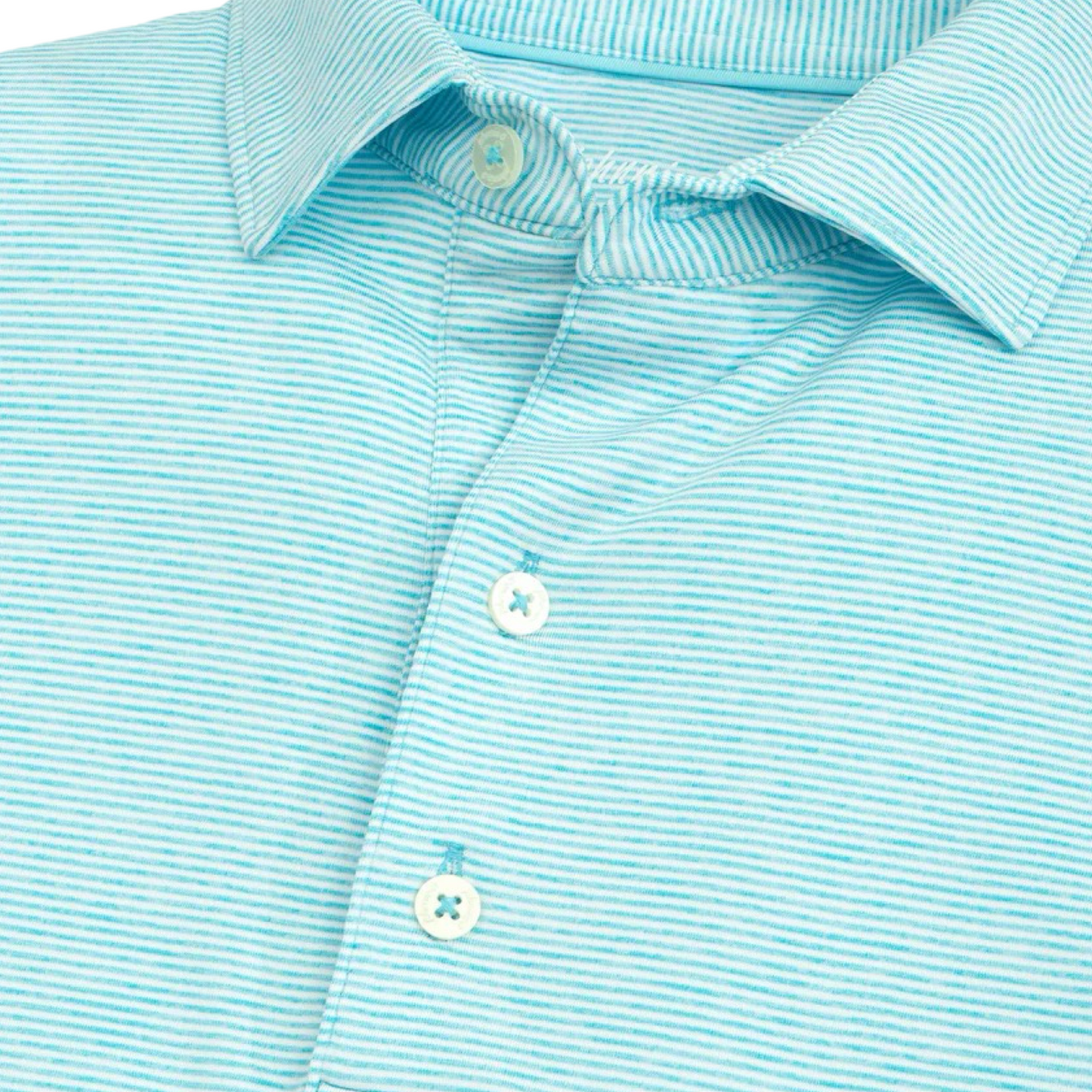 Johnnie O Men's Sky Blue / White Stripe Performance Polo - Lighthouse