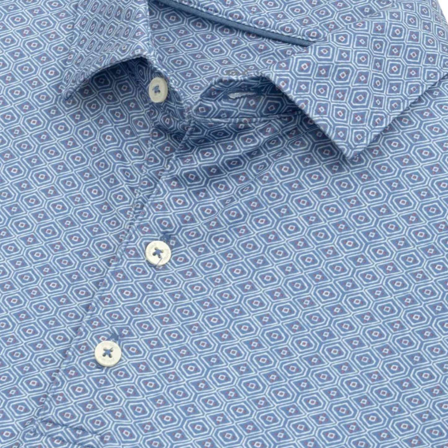 Johnnie O Men's Printed Periwinkle Performance Polo - Lighthouse