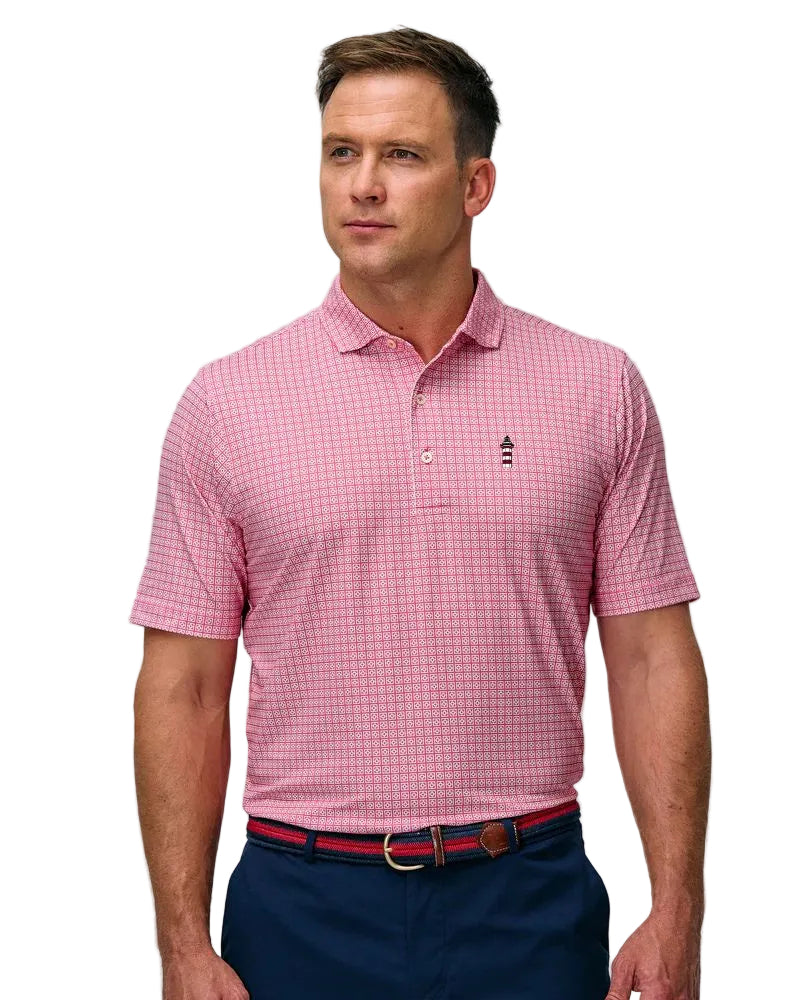 Fairways & Greene Redwood Bixby Print Polo - Lighthouse