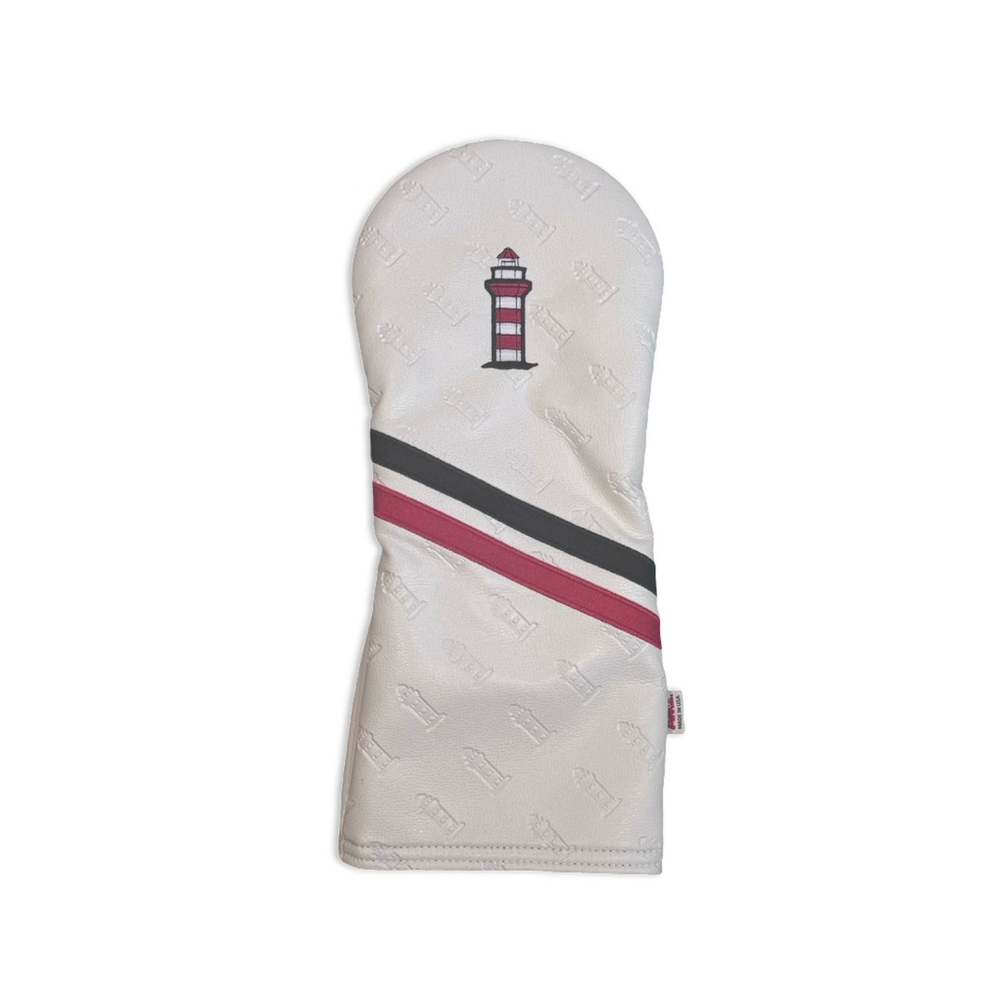 AM&E Leather Lighthouse Stripe Driver Cover - White