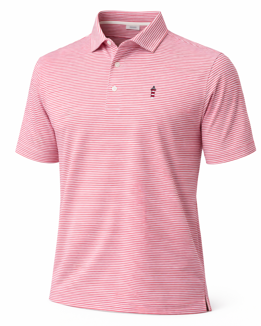 Fairways & Greene Redwood & White Stripe Polo - Lighthouse