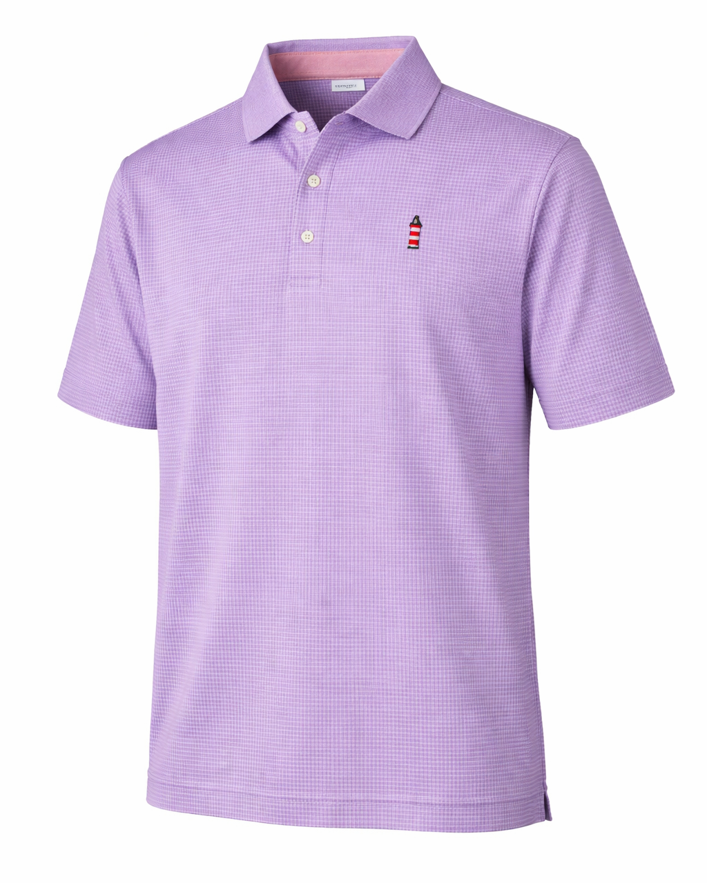 PETER MILLAR gingham purple/pink crown sport polo