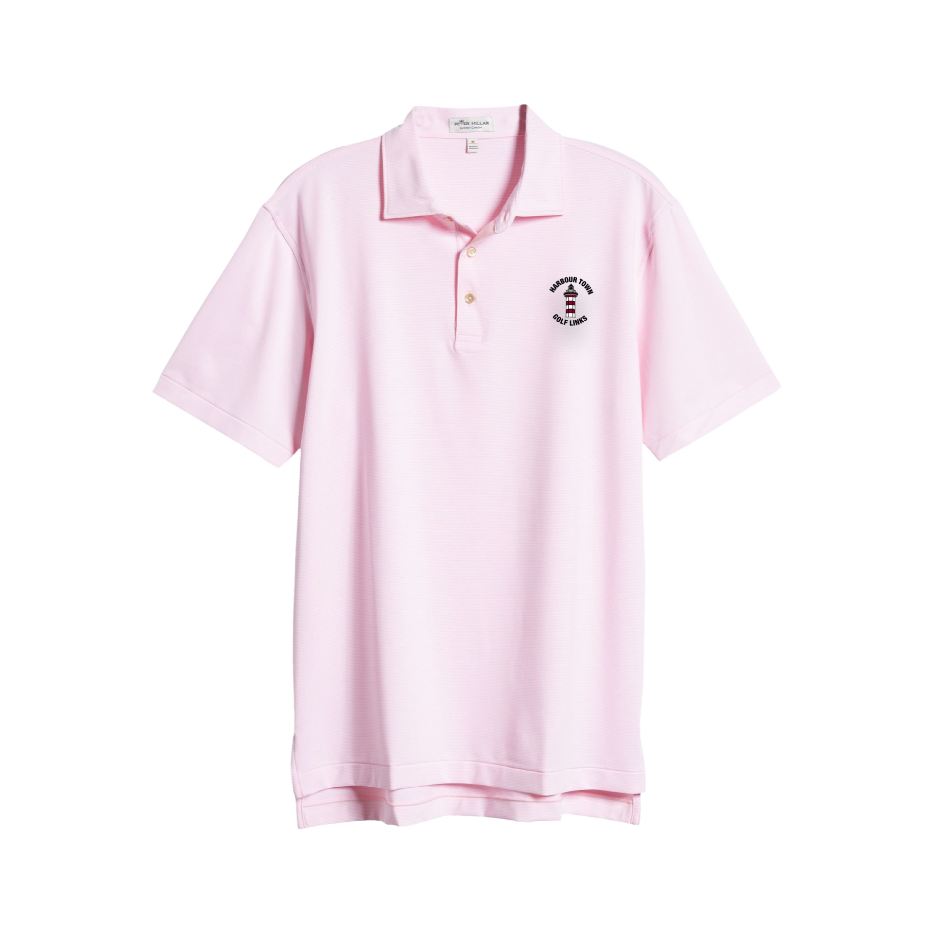 Peter Millar Men's Pink Stripe Tech Polo - Harbour Town Golf Links