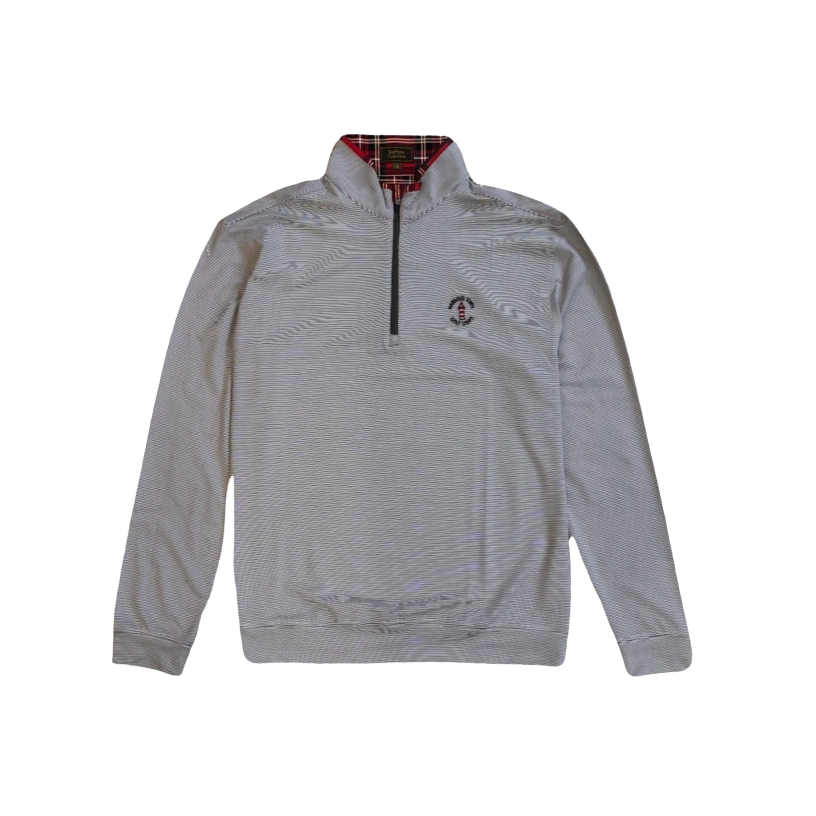 Divots Men's Grey Plaid 1/4 Zip Harbour Town The Sea Pines Resort