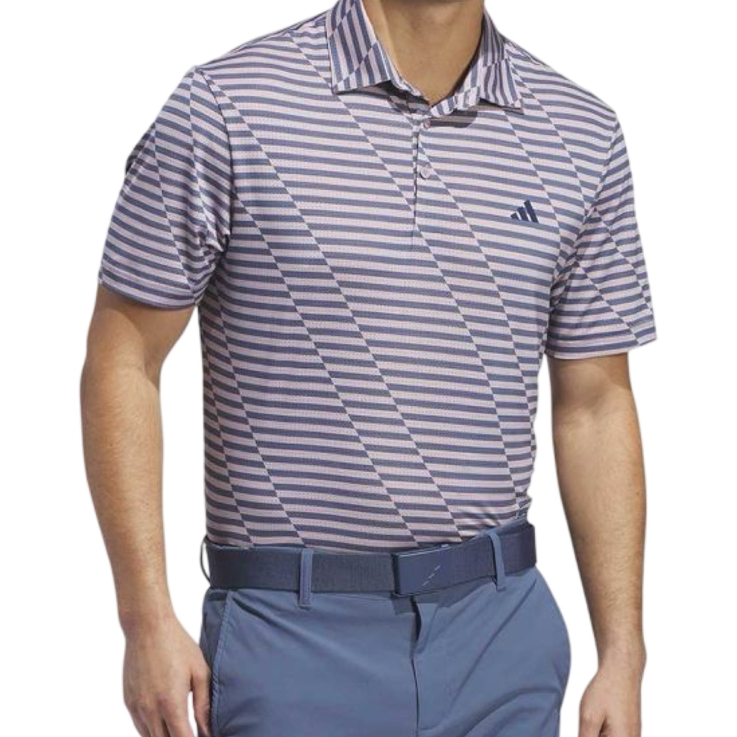 Adidas Purple & Pink Stripe Men's Mesh Polo  - Harbour Town Sleeve