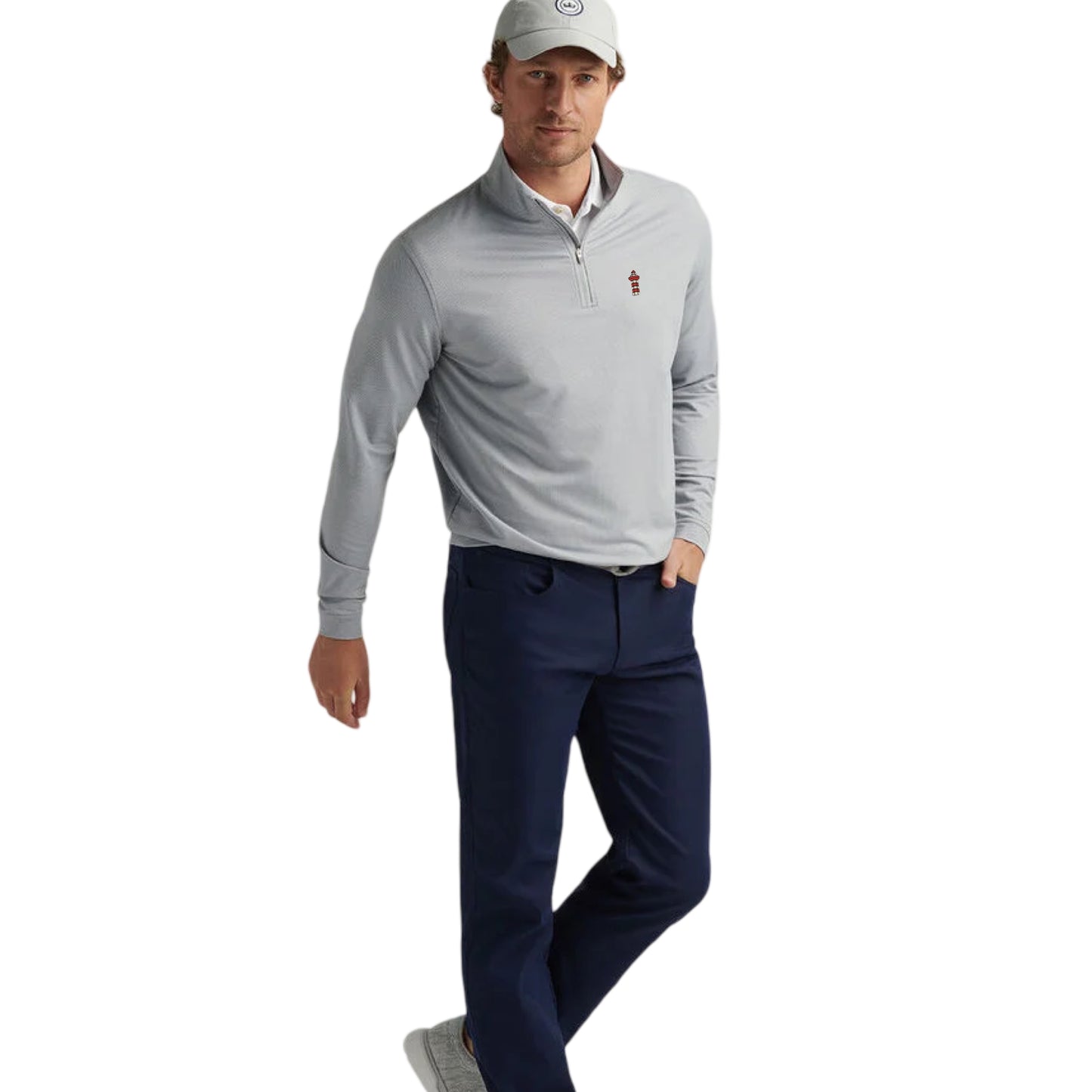 Peter Millar Melange Lighthouse Performance 1/4 Zip - Gale Grey