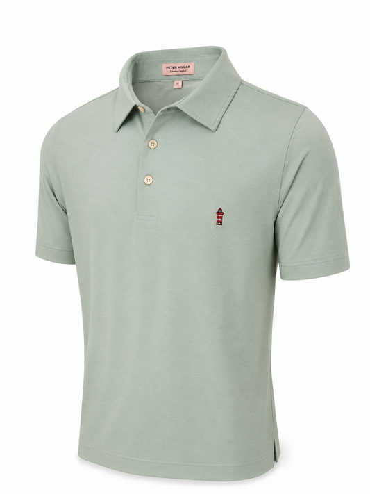 PETER MILLAR crown sport jubilee green/white stripe polo