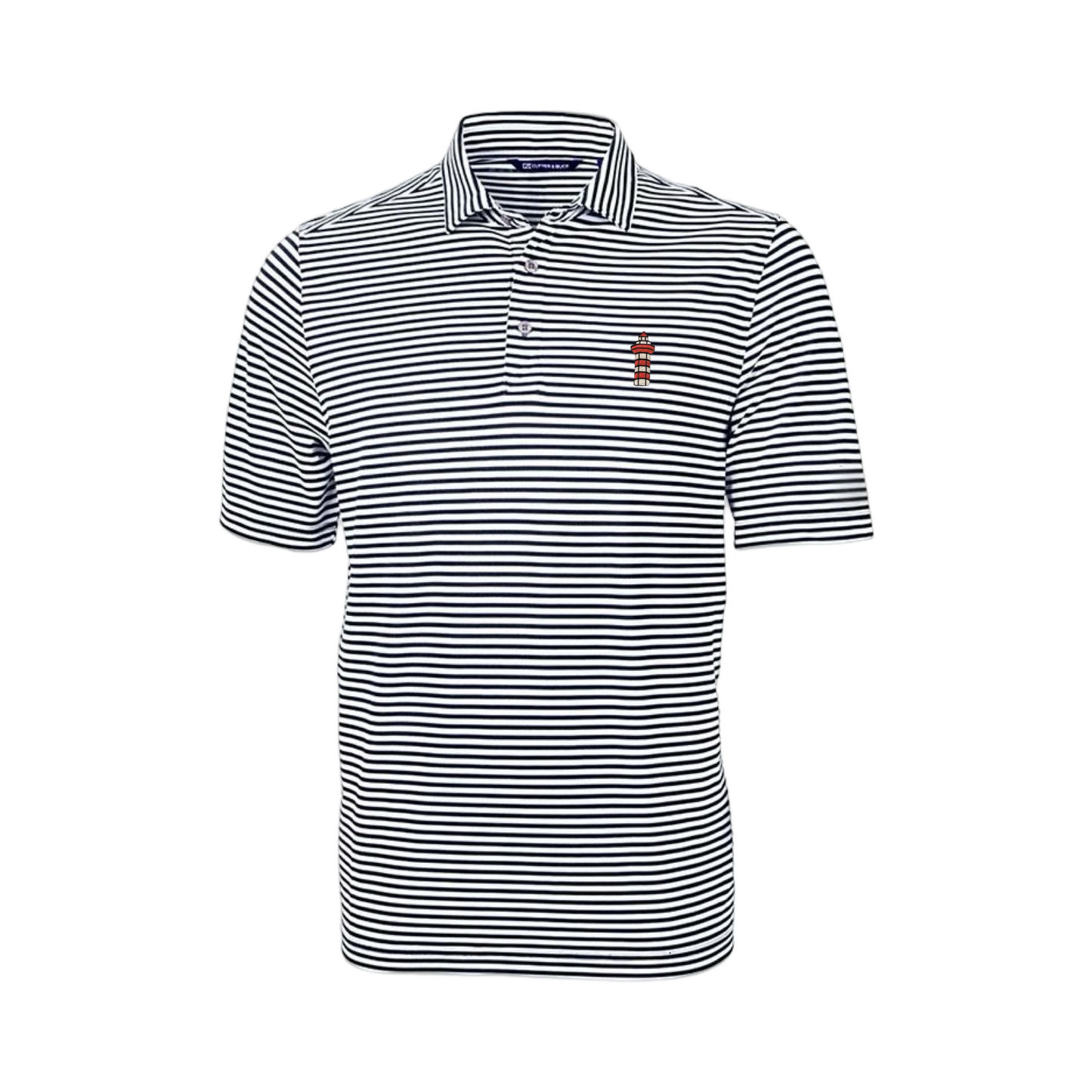 Peter Millar Men Icon Stripe Performance Polo - Navy and White