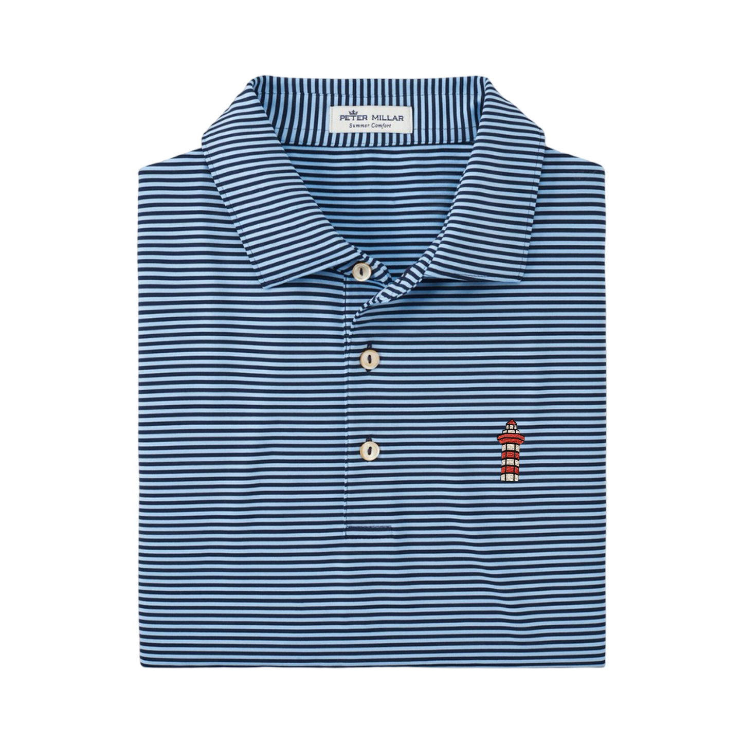 Peter Millar Men Icon Stripe Performance Polo - Navy and Blue