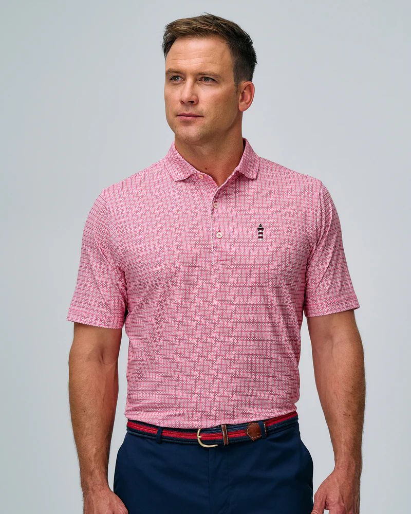 Fairways & Greene Redwood Bixby Print Polo - Lighthouse