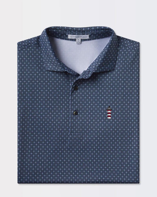 Fairways & Greene Navy Pool Print Polo - Lighthouse