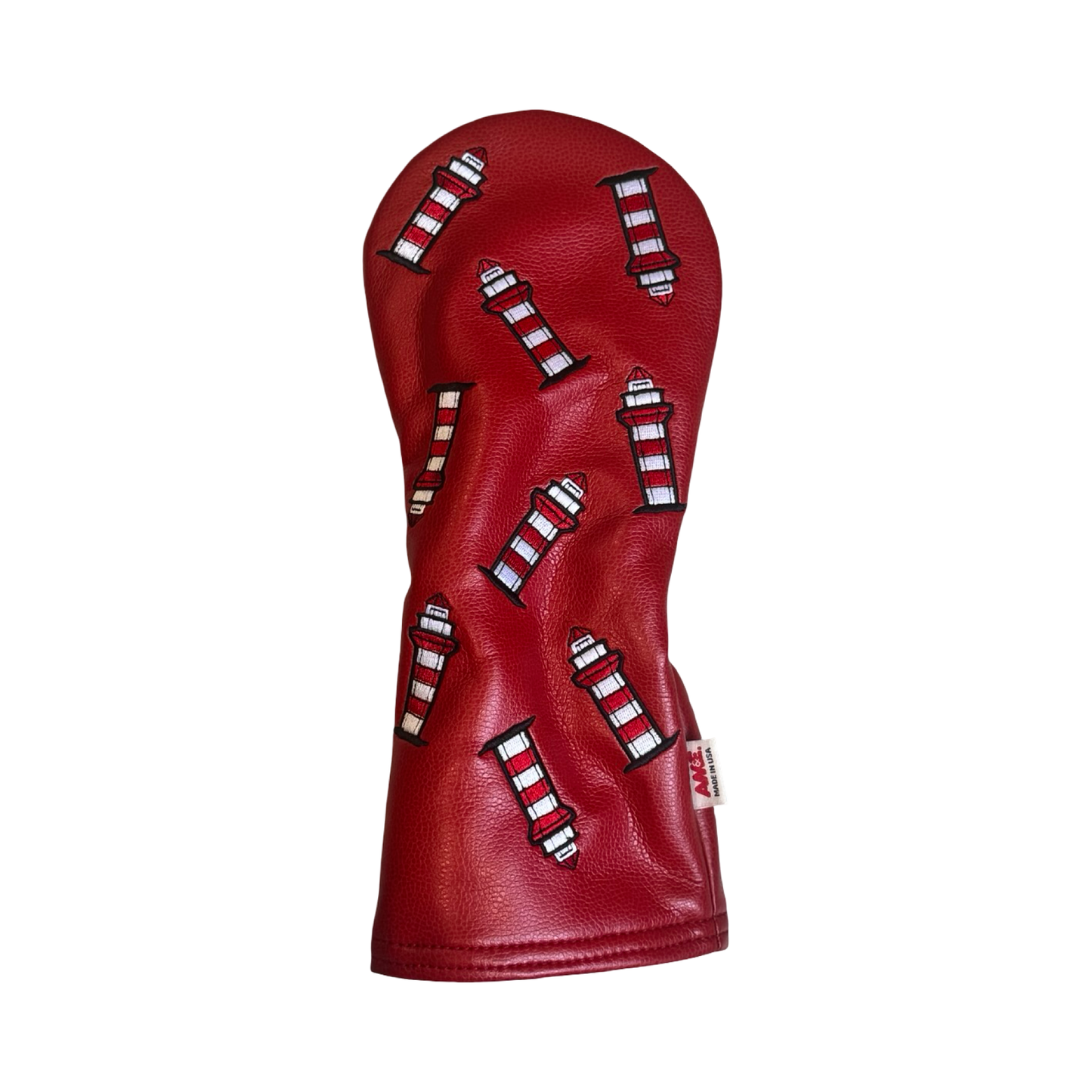 AM&E Leather Scattered Lighthouse Fairway Cover - Red