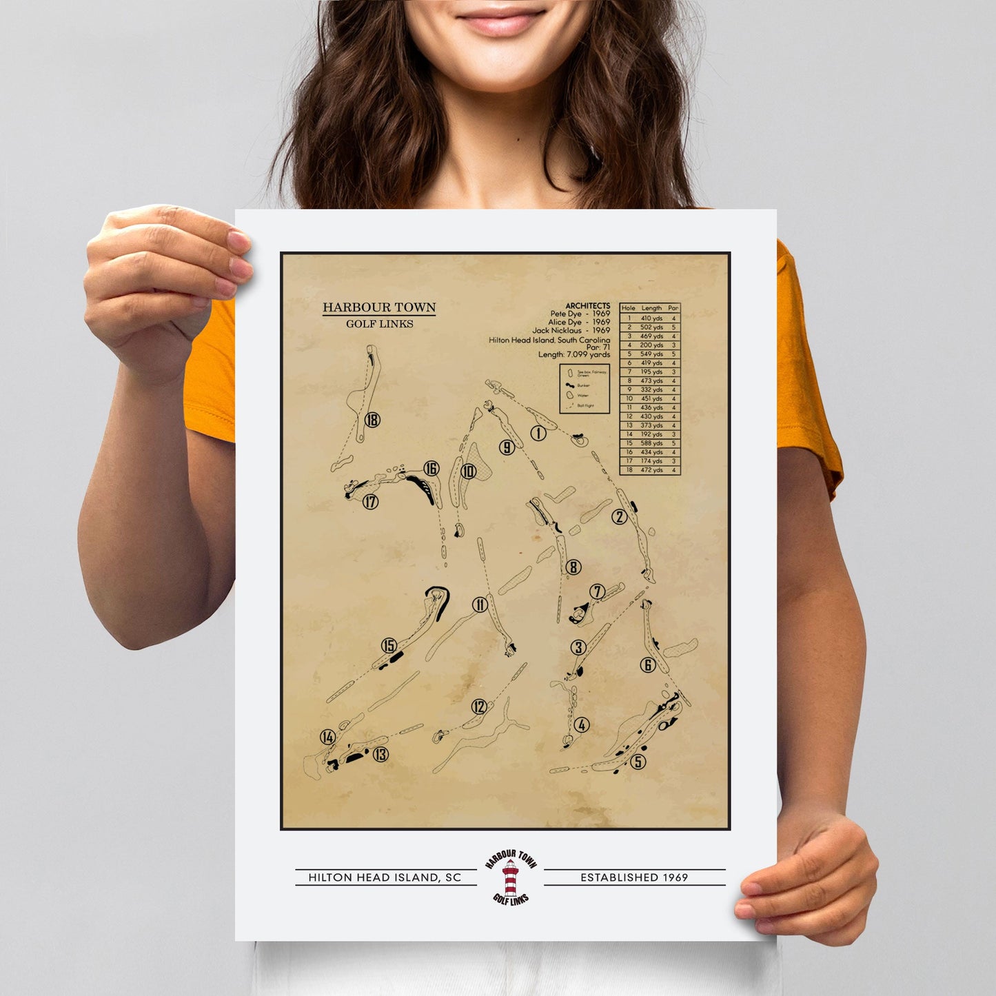 Harbour Town Golf Links Dye Map 12x16 Print