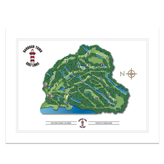 Harbour Town Golf Links Map 12x16 Print